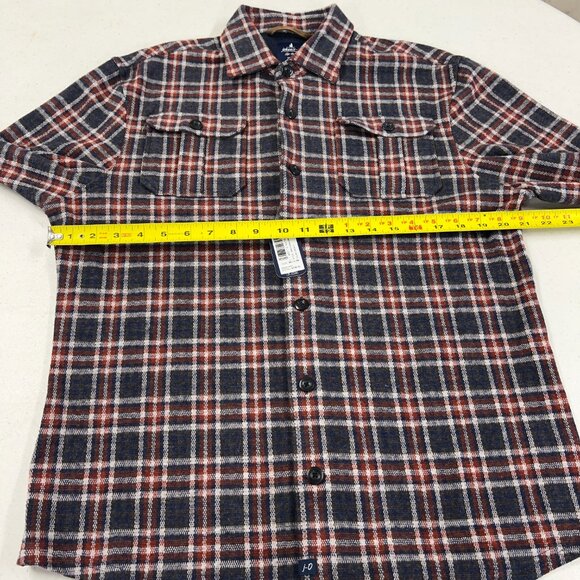 johnnie-O Jimmy Stretch Knit Flannel Lodge Shirt Creole NWT Medium ORANGE BLUE - Picture 3 of 8